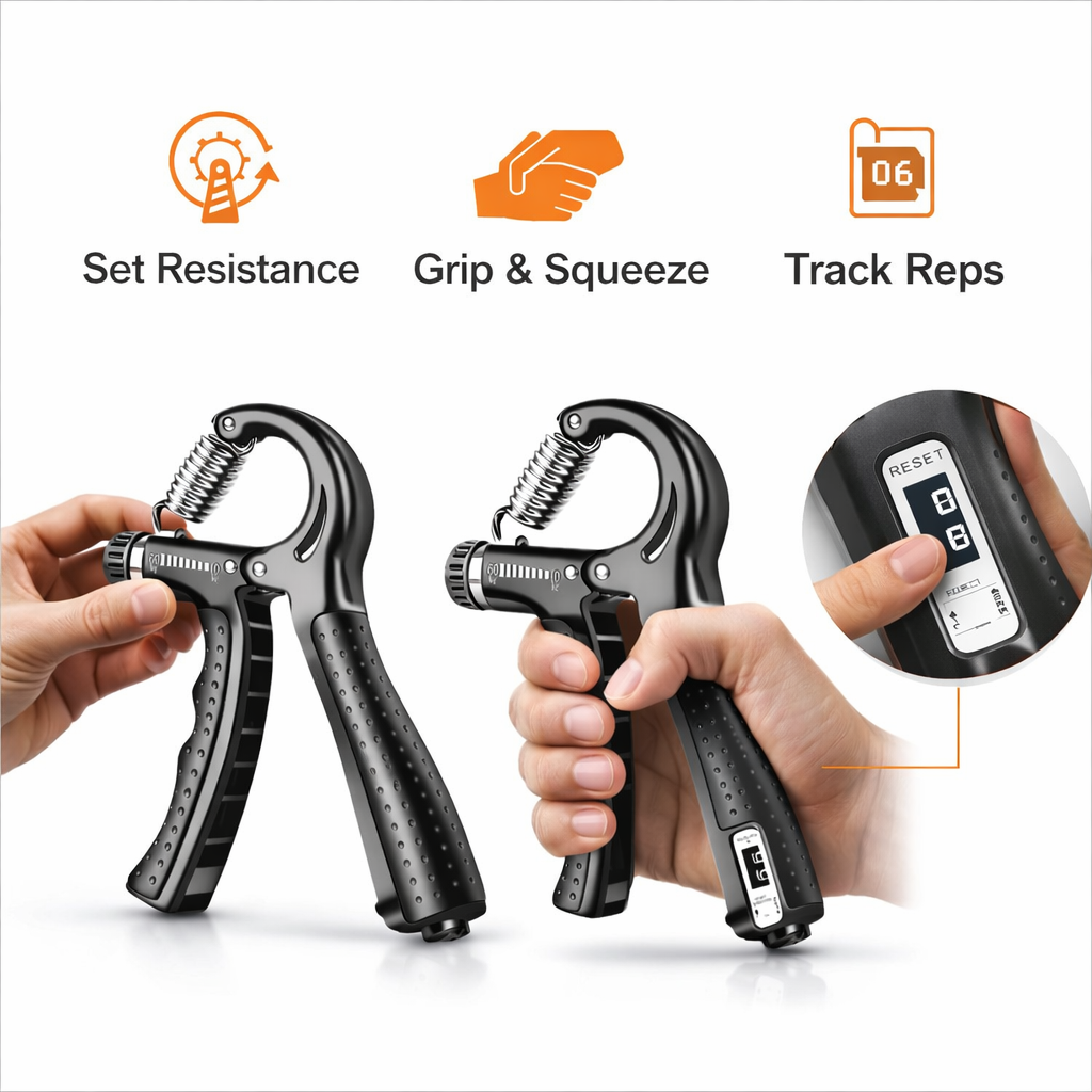 Adjustable Hand Grip Strengthener (5–60 KG) with Digital Counter | Forearm & Wrist Trainer