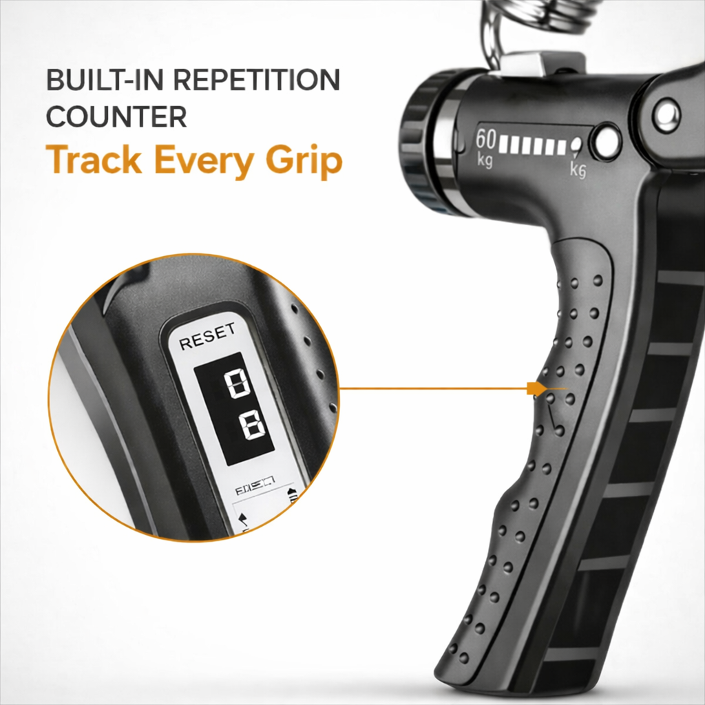 Adjustable Hand Grip Strengthener (5–60 KG) with Digital Counter | Forearm & Wrist Trainer